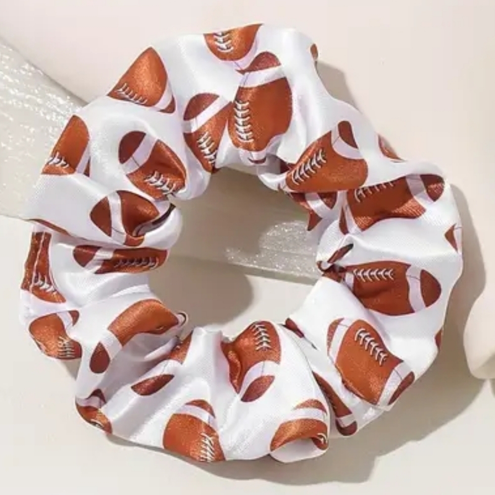 Satin Football Hair 4" Dia Scrunchie Set of 2